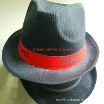 Sombrero personalizado de Fedora de poliéster con cinta para la publicidad